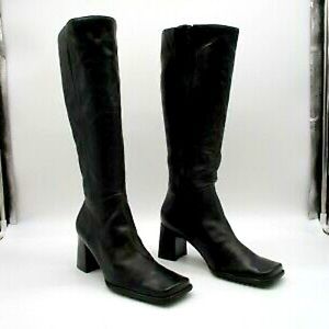 NINE WEST Zarras Black Leather Tall Boots